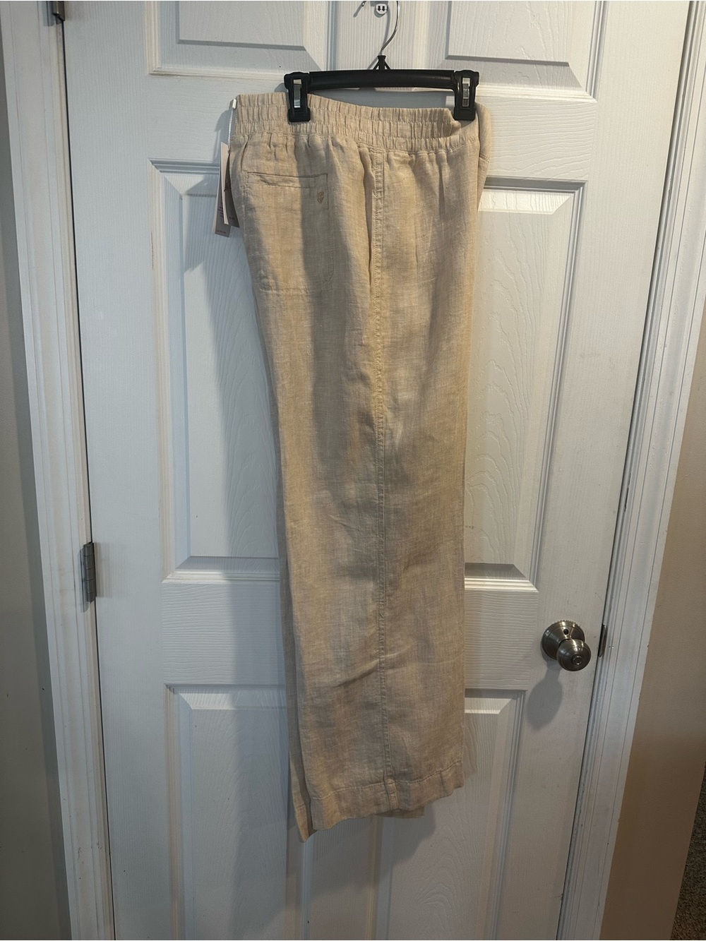 Lilly Pulitzer Beige Elastic-Waist Linen Chinos